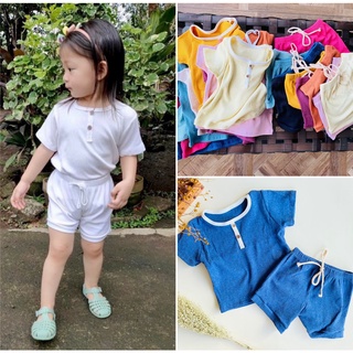 BASIC | Unisex Plain Buho Shorts & Tshirt Knit Comfy Kids Basic Trendy Clothes / Pambahay / Terno