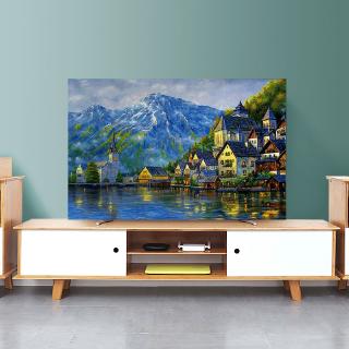 Fabric TV Dust Cover Cloth Oil Painting Scenery Printed Pattern Short Plush Fabric Display Cleaning Cloth