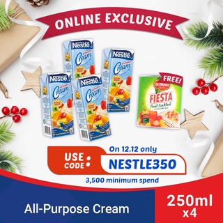 NESTLÉ All-Purpose Cream 250ml - Pack of 4 with FREE Del Monte Fruit Cocktail 836g