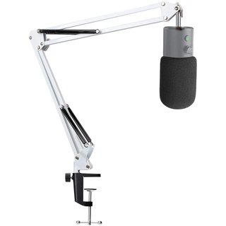 YOUSHARES Razer Seiren X White Boom Arm with Pop Filter - Mic Stand with Foam Cover Windscreen Compatible with Razer Seiren X Streaming Microphone(White)