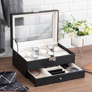 12 Slots Men Watch Organizer Faux Leather Jewelry Display Pillow Case Collection Jewelry Box Storage