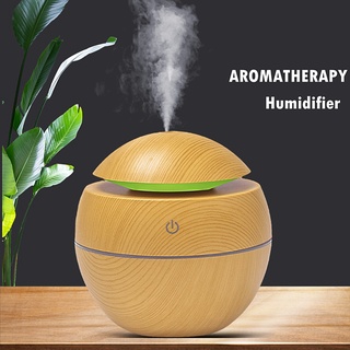 Mini Air Humidifier Ultrasonic USB Diffuser Wood Grain LED Night Light Essential Oil Aromatherapy (1)