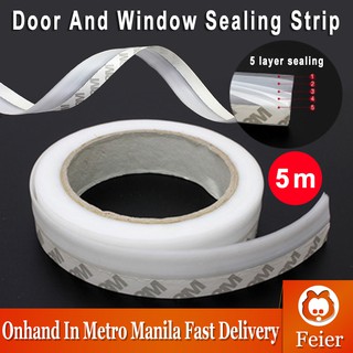 【Door Sealing Strip】5M Self Adhesive Door Seal Strip Weather Strip Silicone Soundproofing Window