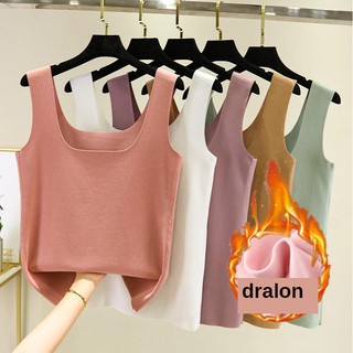 ☒⊙○Women's Dralon seamless thermal vest tight braces vest slim-fit top underwear basic tee