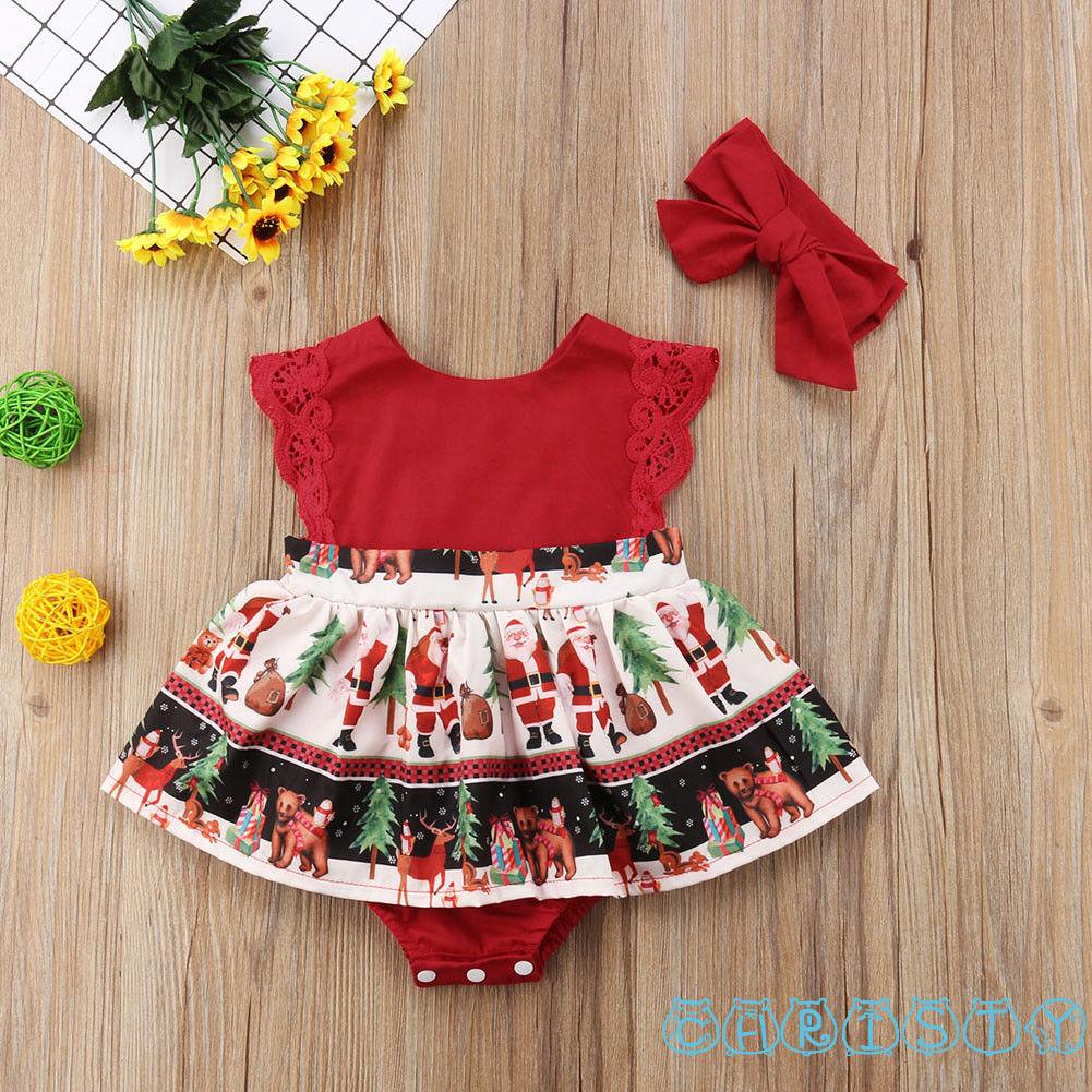 ✦♛✦Christmas Santa Newborn Baby Girls Red Lace Xmas (4)