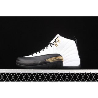 Air Jordan 12 Retro AJ12 Carbon Fiber Men's Basketball Shoes Black and white gold CT8013-170
