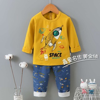 Babies Kids Super Cotton Long sleeve Korean Fashion Pajama Terno For Boys Sleepwear Set