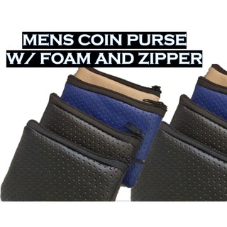Mens Leather Purse Coin Purse Coin Wallet with Inner Foam and Zipper