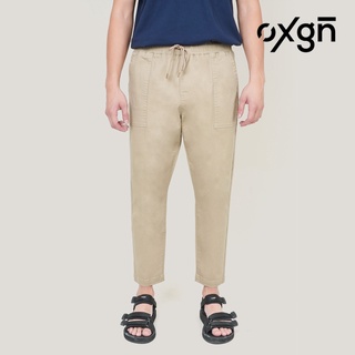 OXGN Slim Tapered Track Pants With Front Patch Pockets for Men (Sand)
