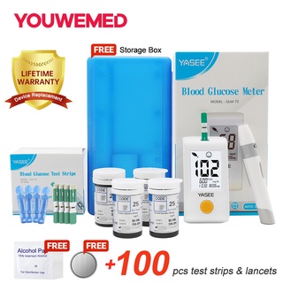 【sale】 Blood Glucose Meter Sugar Monitoring Set Glucometer with 50pcs Test Strips 50pcs Lancets Bloo