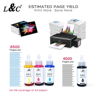 L&C Epson 664 Dye Ink T664 70ML Universal Printer Ink Compatible For Epson L Series Premium Refill (2)