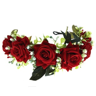 Women Wedding Headwear Hair Accessories Girl Rose Flower Wreath Crown Festival Headband Headdress