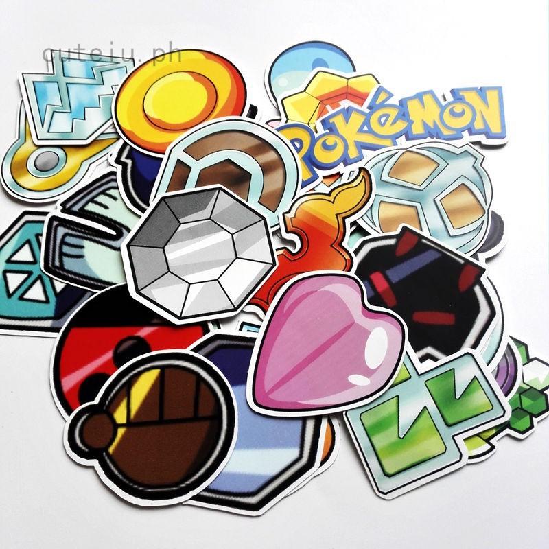 Newest 33pcs\/lot Pokemon Gym Badges Stickers Skateboard Laptop Luggage Car (1)
