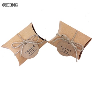 10pcs/Lot Cute Kraft Paper Pillow Candy Box Wedding Favors Gift Candy Boxes With Tags Home Party