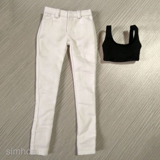 1/6 Scale Black Vest + White Jeans Set 12 INCH Female Action Figure Clothing