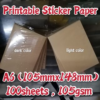 (100pcs)A6 Printable Adhesive Sticker Paper 105gsm For Inkjer Printer Printing