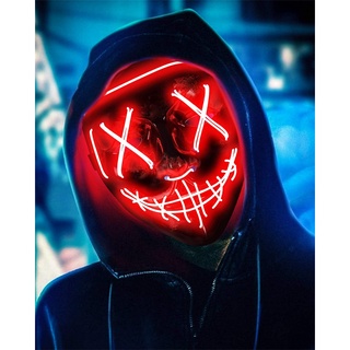 Scary Halloween Mask LED Light up Mask Glowing in The Dark Mask 3 Lighting Modes Cosplay Party Face (8)