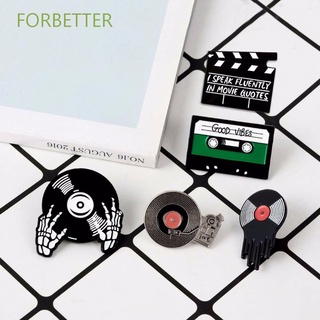 FORBETTER Creative Brooches Cartoon Lapel Pin Enamel Pin Coat Hat DJ Vinyl Accessories Record Player Gift For Women Kid Jewelry Badge