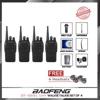 Baofeng/Platinum BF-888s Walkie Talkie Portable Two-Way Radio UHF Transceiver Set of 4 with FREE 4pc