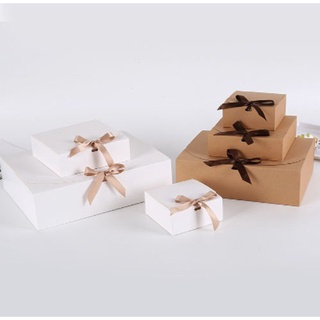 Gift & Wrapping►✖Brown/white Clamshell w/ribbon cardboard pastry gift box bowknot box combination p