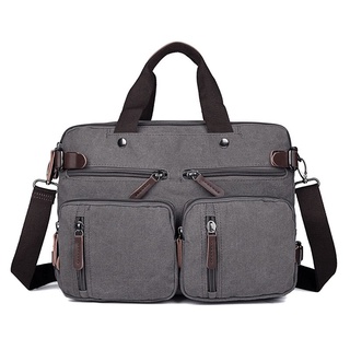 Men Canvas Bag Pack Convertible Briefcases Business Laptop Bags Handbag Vintage Messenger Case multi-purpose Rucksack School Bag