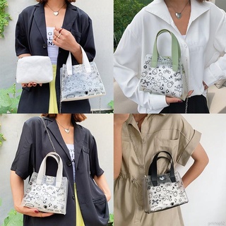 *HAHA GIRL*New Transparent Fashion Chain Small Bag Fashion Female Bag Messenger Bag Ladies Print All-match Handbag Jelly Bag (6)