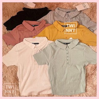 Zara Cropped Ribbed Polo Shirt | TWINNY MNL