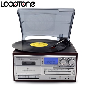 LoopTone 3 Speed Bluetooth-compatible Turntable Vinyl LP Record Player Vintage Gramophone Phono CD&C