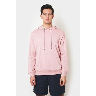 Penshoppe Men's Basic Relaxed Fit Pullover Hoodie (Pink)