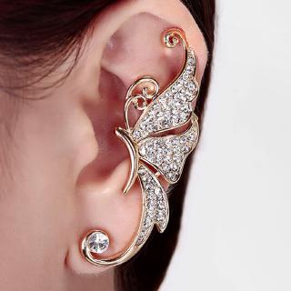Korean fan Crystal Angel Wing Butterfly Eagle wing bird curved moon pearl lizard ear clip ear hook (6)