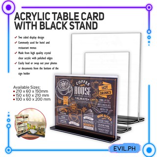 Acrylic Table Card with Black Stand || Vertical / Horizontal