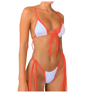 Yofans==》Women Sexy Solid Push Up High Cut Lace Up Halter Bikini Set Two Piece Swimsuit