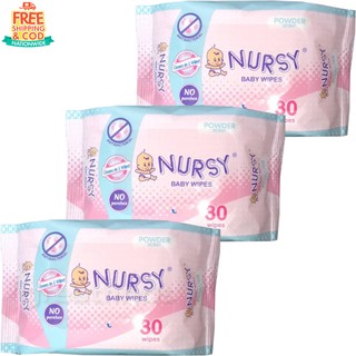 COD Set of 3 Nursy Powder Scent Baby Wipes 30 Sheets