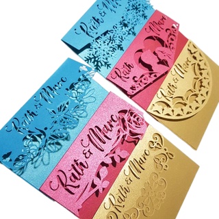【New product】⊙♙Personalize Laser cut Invitation Wedding Birthday Debut Save the Date Small Envelope