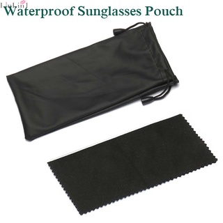 Black Glasses Bag Waterproof Sunglasses Storage Pouch Colorful Cleaning Cloth Can Be Wiped PU Cermin Mat