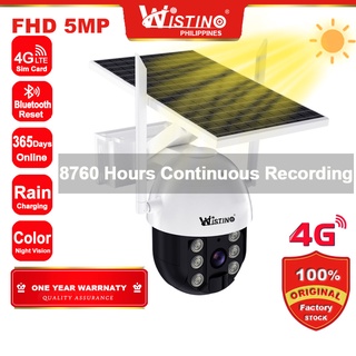 Wistino 5MP Waterproof 4G Sim Lte Solar CCTV PTZ Camera Outdoor 8760 Hours Continuous HD Recording Colorful Night Vision