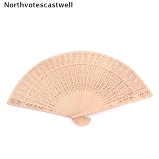Northvotescastwell Vintage Folding Bamboo Original Wooden Carved Hand Fan Wedding Bridal Party 1pc NVCW