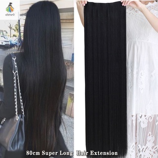 32inch Super Long Straight Hairpiece Invisible Natural Synthetic 5 Clip In One Pieces Hair Extension for Women