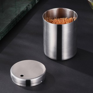 Stainless Steel Toothpick Holder Home Daily Use Portable Toothpick Box Bucket Cotton Swab Storage Box Cotton Swab Bucket (7)