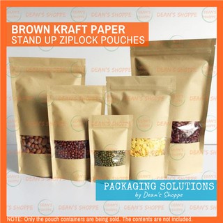 (50 PCS) Kraft Paper Zip Lock Stand Up Pouch (with window)