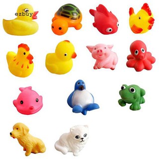【EY】13Pcs Baby Kid Animal Duck Rabbit Cat Bath Time Squeaky Water Floating Toys (7)