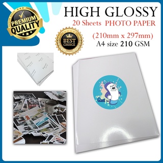 Premium Photo Paper A4 size 210gsm 20 Sheets Inkjet High Glossy Photo Paper