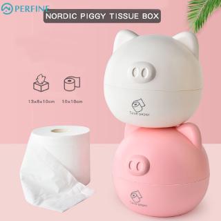 Cute Pig Tissue Box Nordic Roll Paper Storage Box Round Shaped Tissue Box Container Towel Napkin Tissue Holder BIU