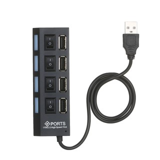 4-Ports USB Hub 480Mbps High Speed Data Transfer USB 2.0 Charging Splitter with Separated On/Off Switch LED Indicator