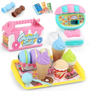 Cashier Register Toy Set Supermarket Cash Toys Ice Cream Toys Dessert Fruit Shopping Cart Toy Pretend Play Girl Toys