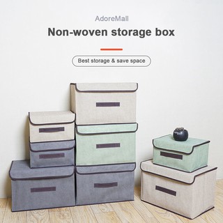 AdoreMall Plain Color Foldable Storage Box Organizer With Cover set small big set Storage Box