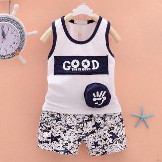 2pcs Summer Boys Cartoon Sleeveless Vest Tops + Shorts Summer Baby Kids Outfits Clothes Boy suits