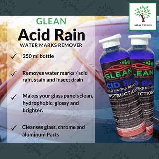 ○✢Authentic Glean Car Care Solutions Acid Rain Watermarks Remover On Glass and Windows (250ml)