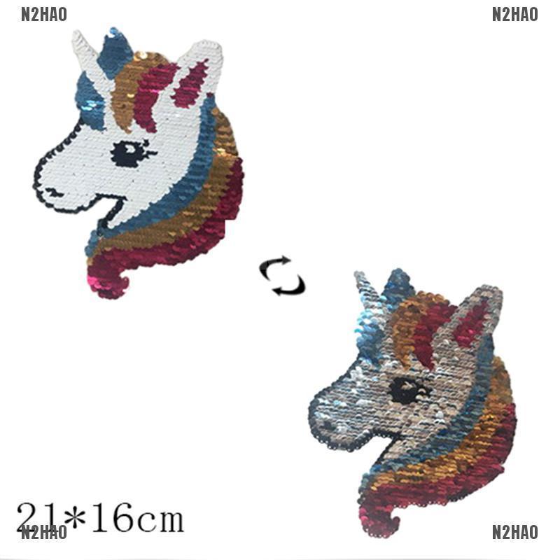 CP☆ Unicorn Reversible Change Color Sequins Sew On Patches For Clothes DIY Crafts