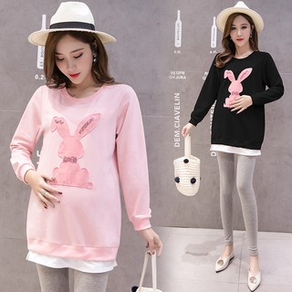 Autumn Plus Size Pregnant Women Hoodies Long Sleeve O-Neck Fashion Cotton Pullovers Long Loose Mater